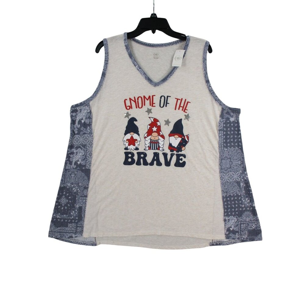 Cato Gnome Of The Brave‎ Tank Top 18/20W Beige Blue Paisley Print